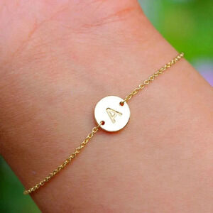 ▶ ENGRAVED PERSONALIZED CHARM- A to Z GOLD INITIAL BRACELET GIRL TEEN, ELDM22240